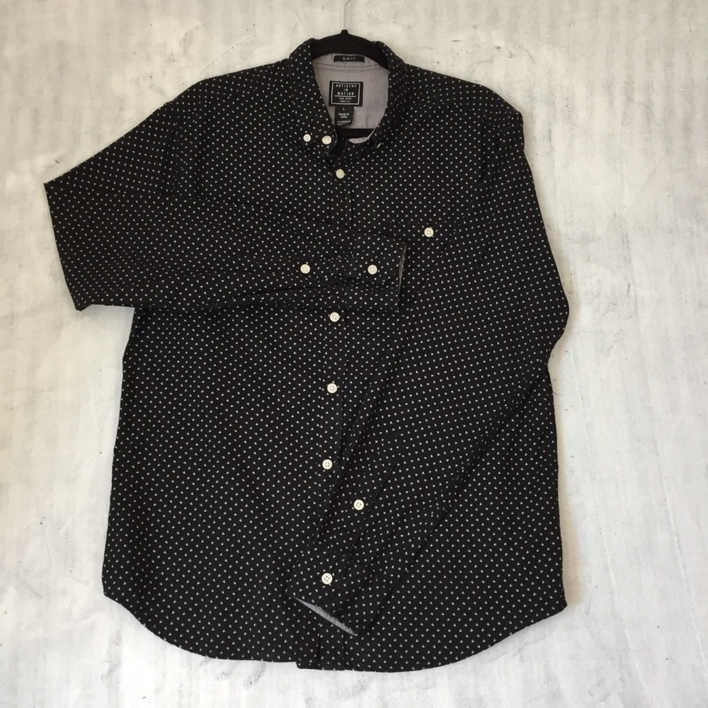 Artistry in Motion Shirt Mens Large Slim Fit Button Down 100% Cotton Waist Darts